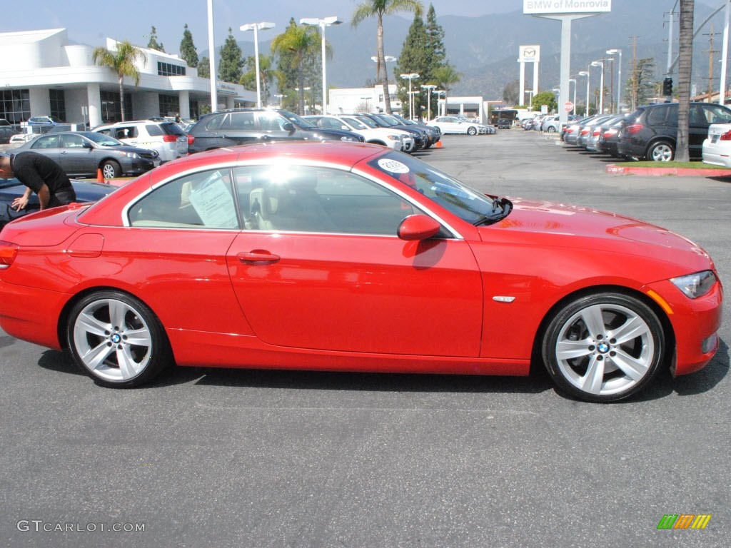 2009 3 Series 335i Convertible - Crimson Red / Cream Beige Dakota Leather photo #3