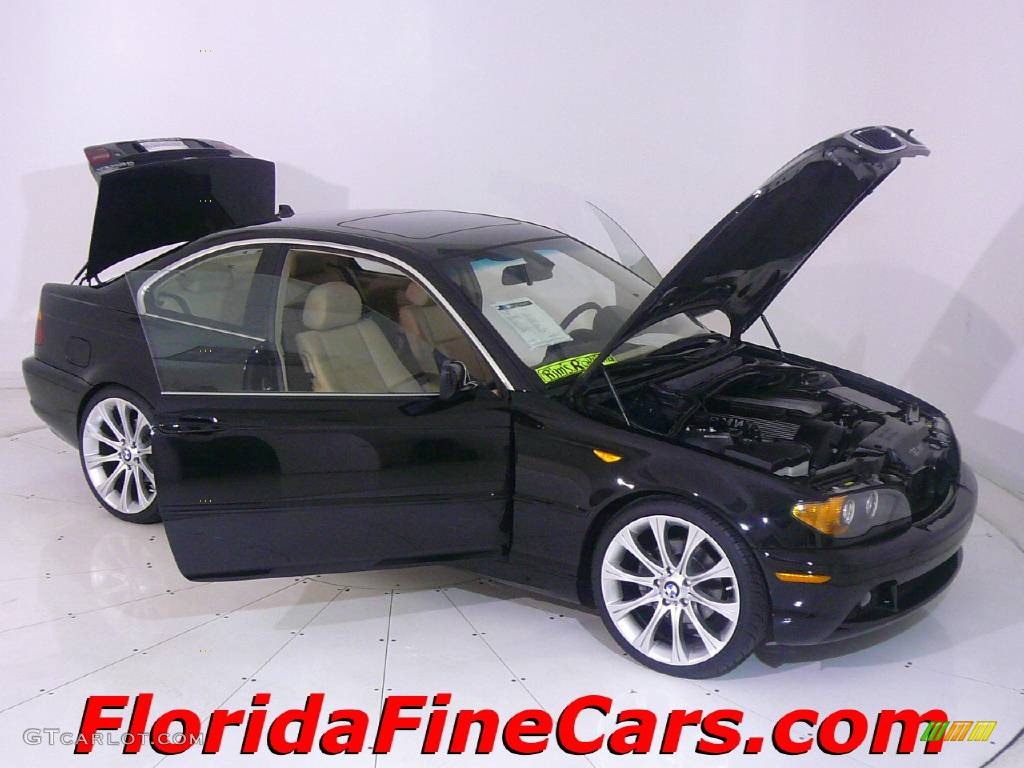 2004 3 Series 325i Coupe - Jet Black / Sand photo #7