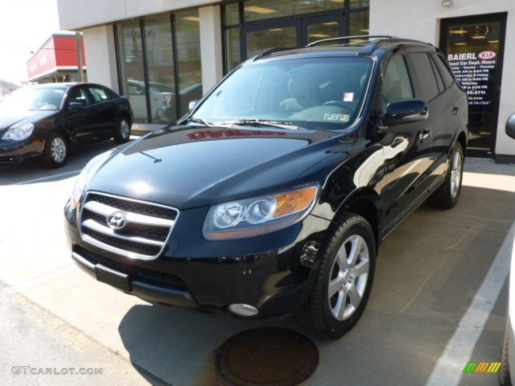 2007 Santa Fe SE 4WD - Ebony Black / Black photo #3