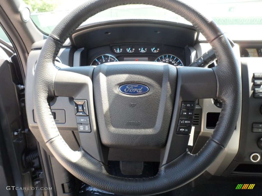 2012 Ford F150 XLT SuperCrew Steel Gray Steering Wheel Photo #62826164