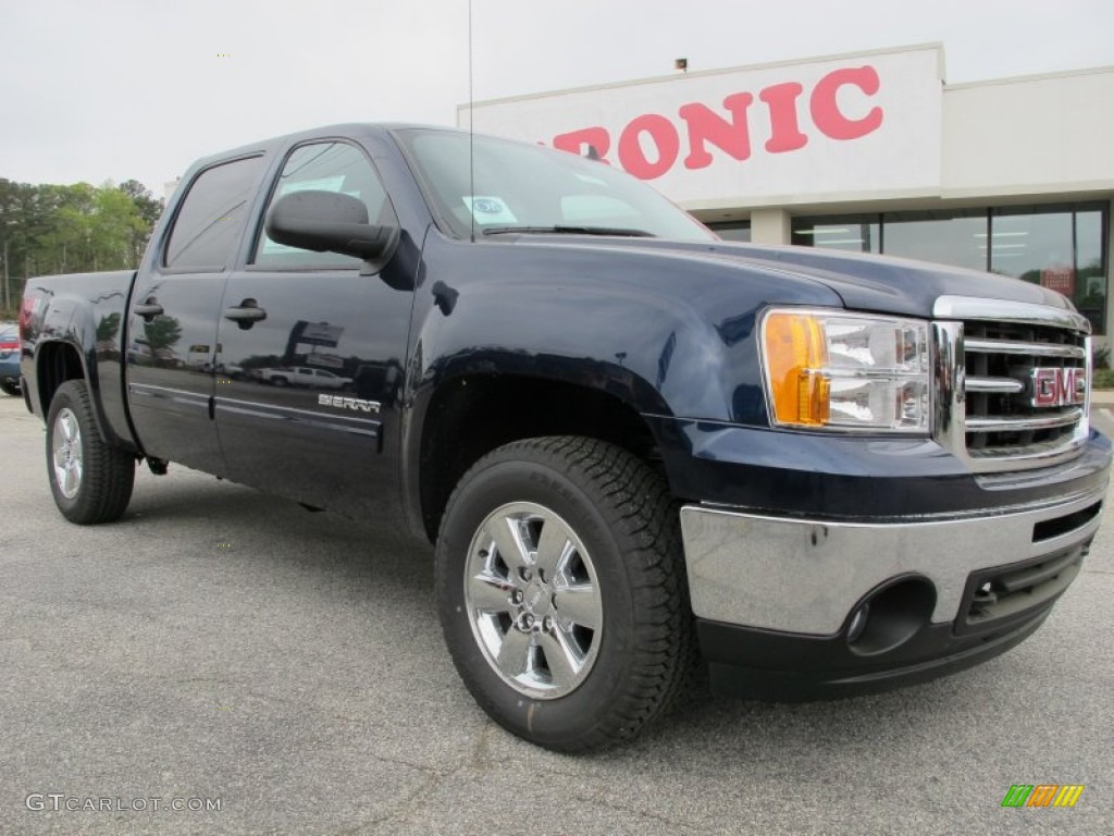 2012 Sierra 1500 SLE Crew Cab 4x4 - Midnight Blue Metallic / Ebony photo #1