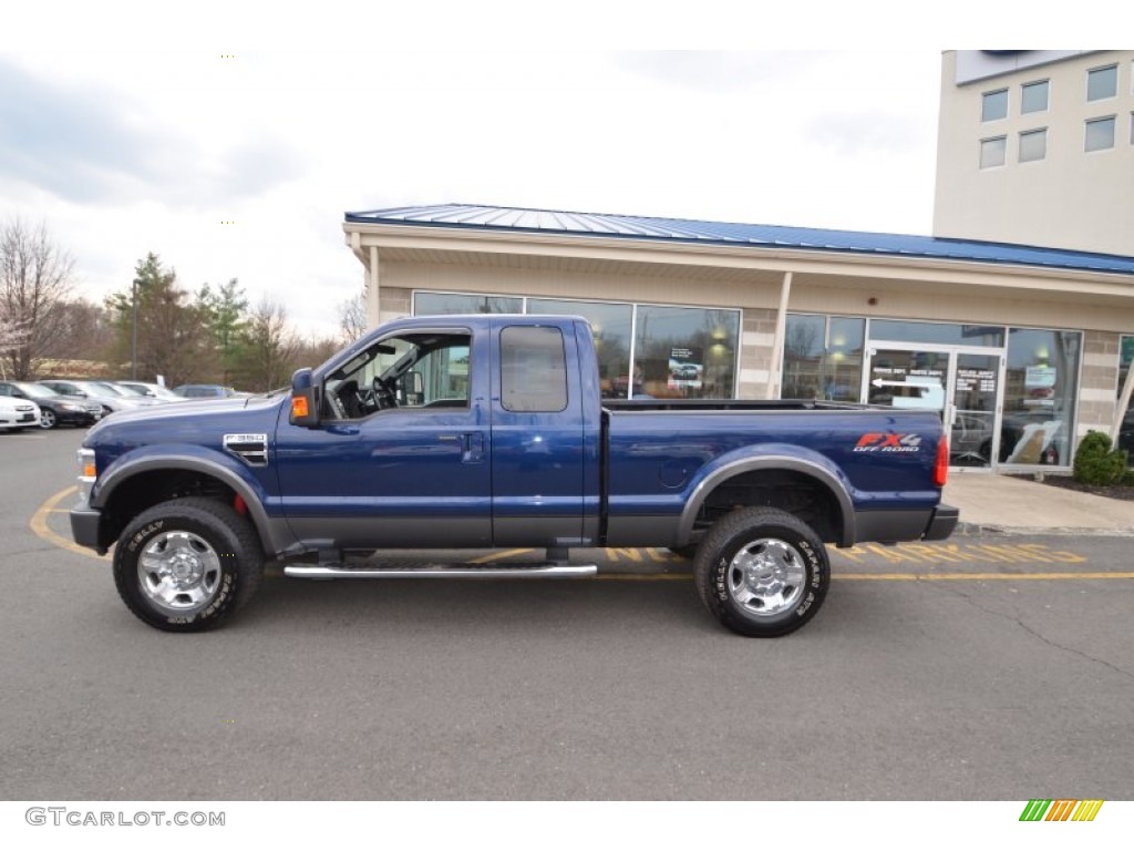 2008 F350 Super Duty FX4 SuperCab 4x4 - Dark Blue Pearl Metallic / Black photo #3