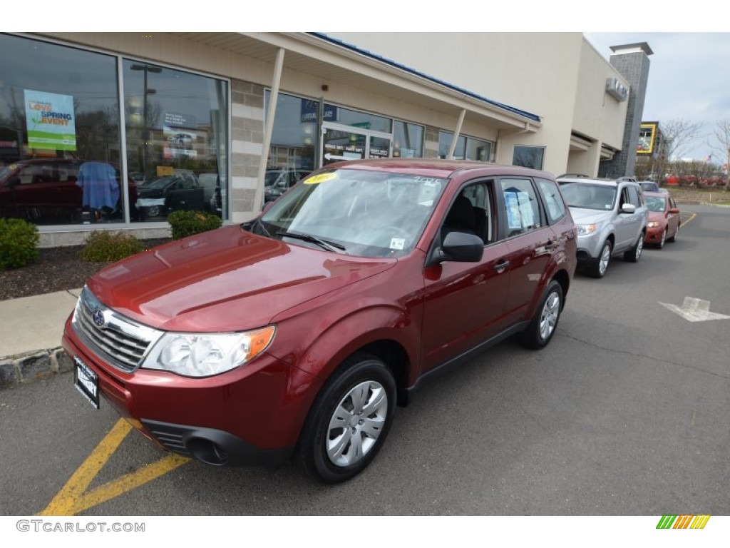 2009 Forester 2.5 X Premium - Camellia Red Pearl / Black photo #1