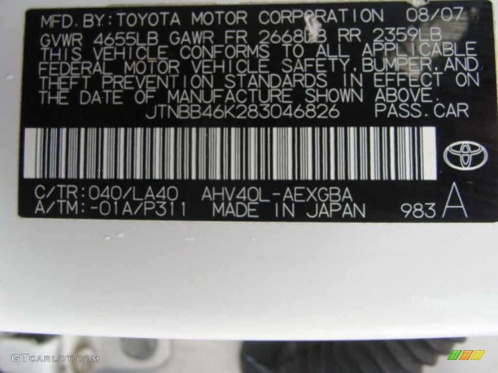2008 Toyota Camry Hybrid Parts Photos