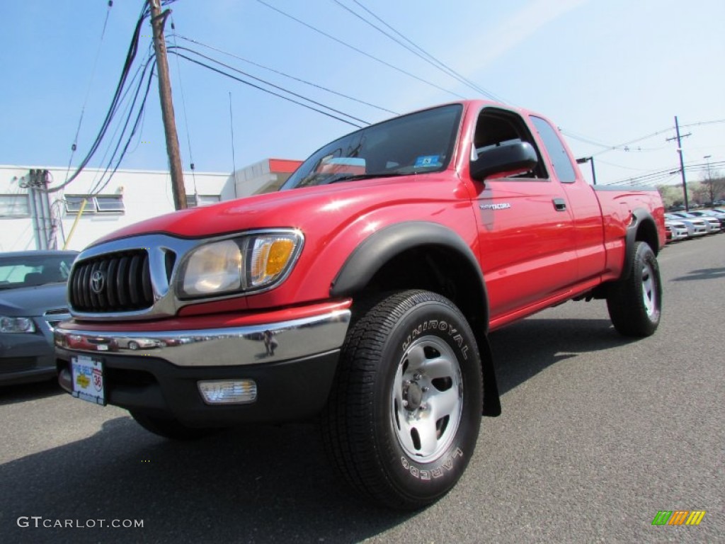 2002 Tacoma Xtracab 4x4 - Radiant Red / Charcoal photo #1