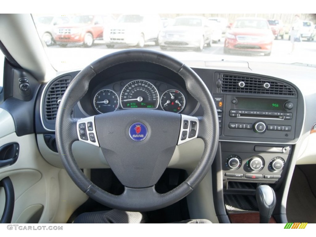 2007 Saab 9-3 2.0T Convertible Parchment Steering Wheel Photo #62836215