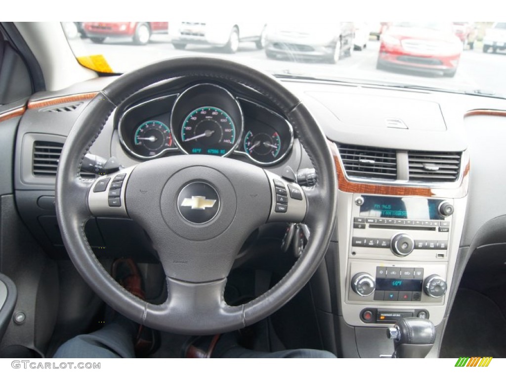 2010 Chevrolet Malibu LTZ Sedan Ebony Steering Wheel Photo #62836449
