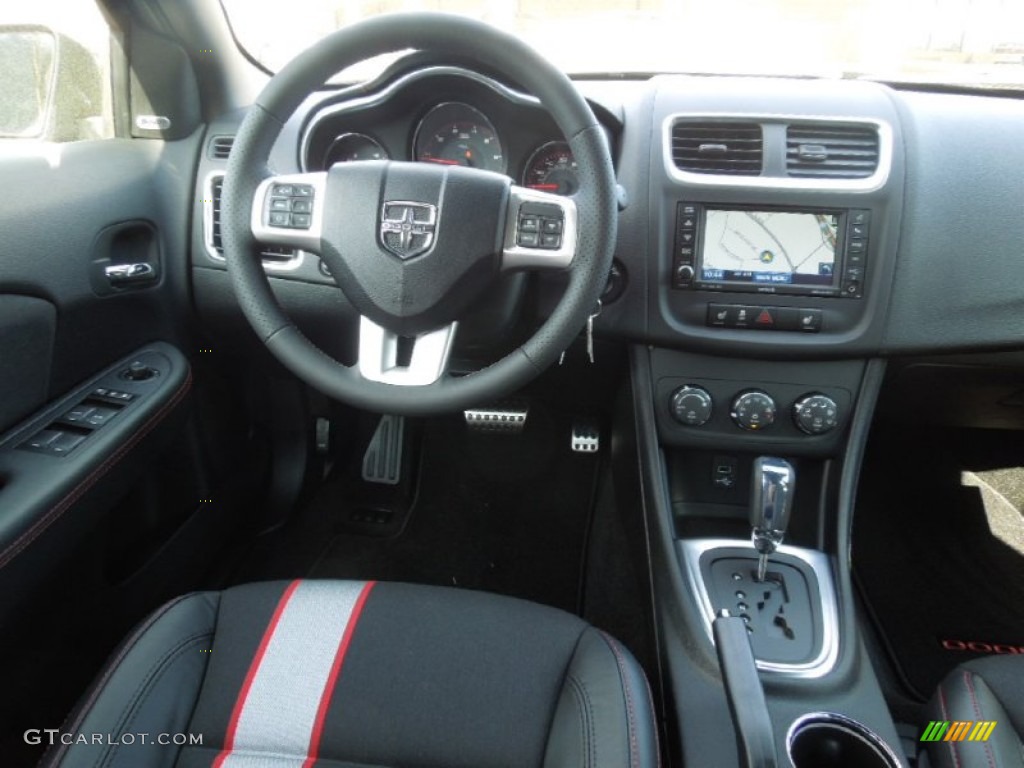 2012 Avenger R/T - Black / Black/Silver/Red photo #18
