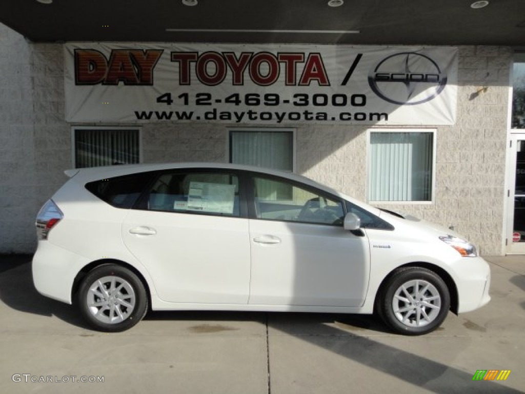 2012 Prius v Three Hybrid - Blizzard White Pearl / Misty Gray photo #1