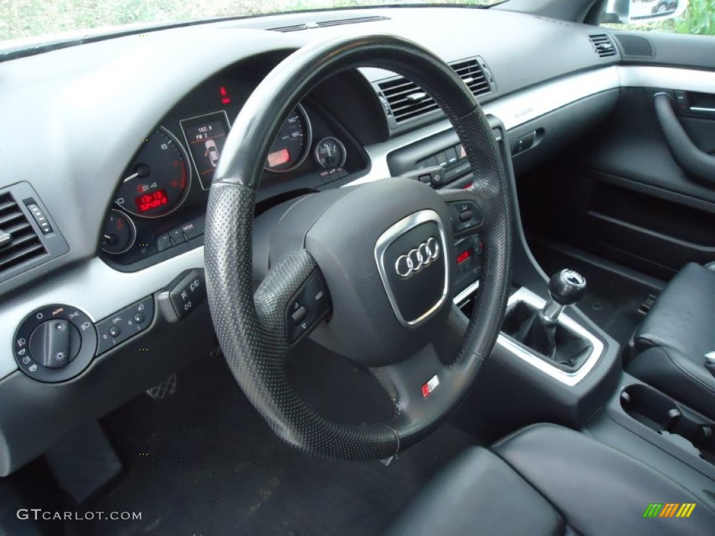 2007 Audi S4 4.2 quattro Sedan Ebony Steering Wheel Photo #62846116