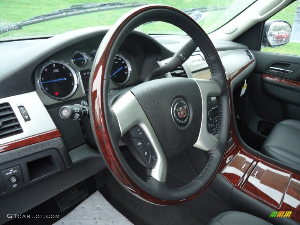 2012 Cadillac Escalade Luxury AWD Ebony/Ebony Steering Wheel Photo #62848262