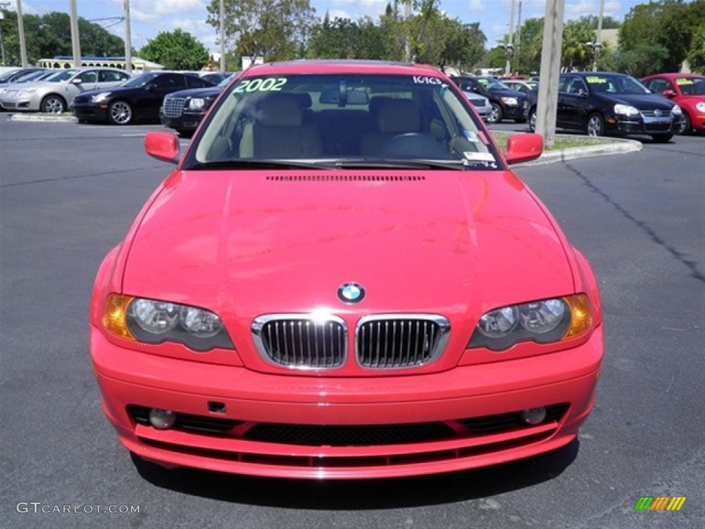 2002 3 Series 325i Coupe - Electric Red / Sand photo #3