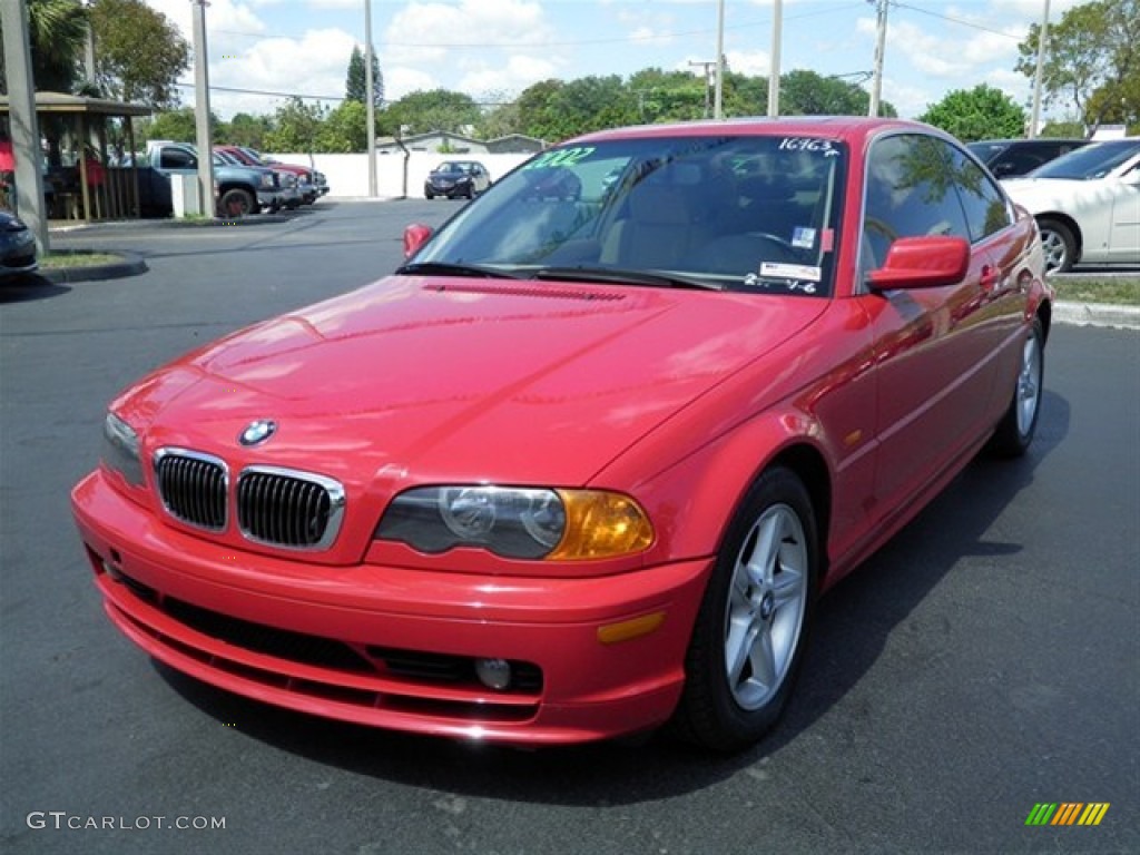 2002 3 Series 325i Coupe - Electric Red / Sand photo #5