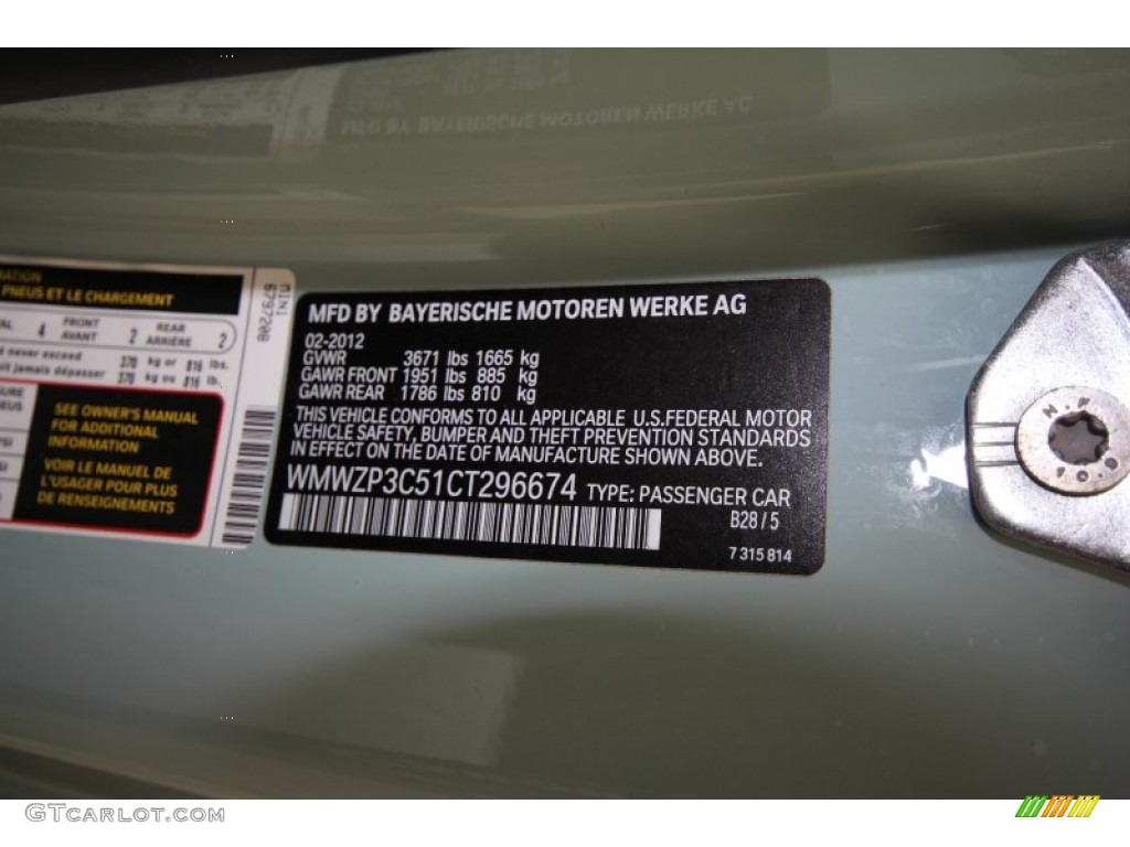 2012 Cooper Color Code B28 for Ice Blue Photo #62855020