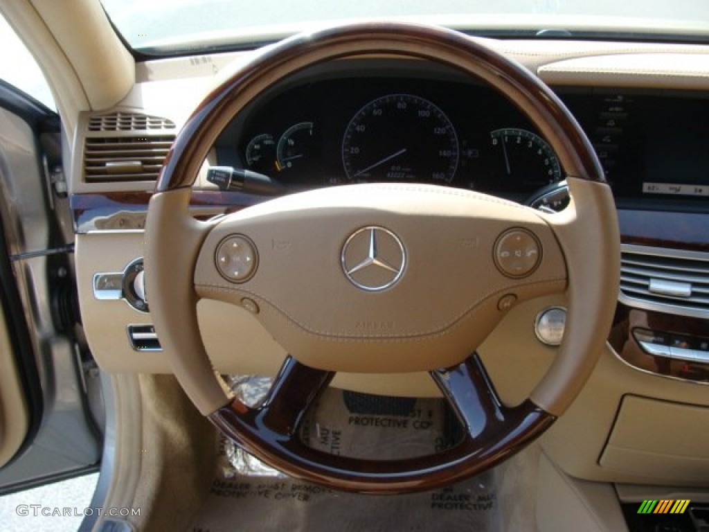 2009 Mercedes-Benz S 550 4Matic Sedan Savanna/Cashmere Steering Wheel Photo #62855219