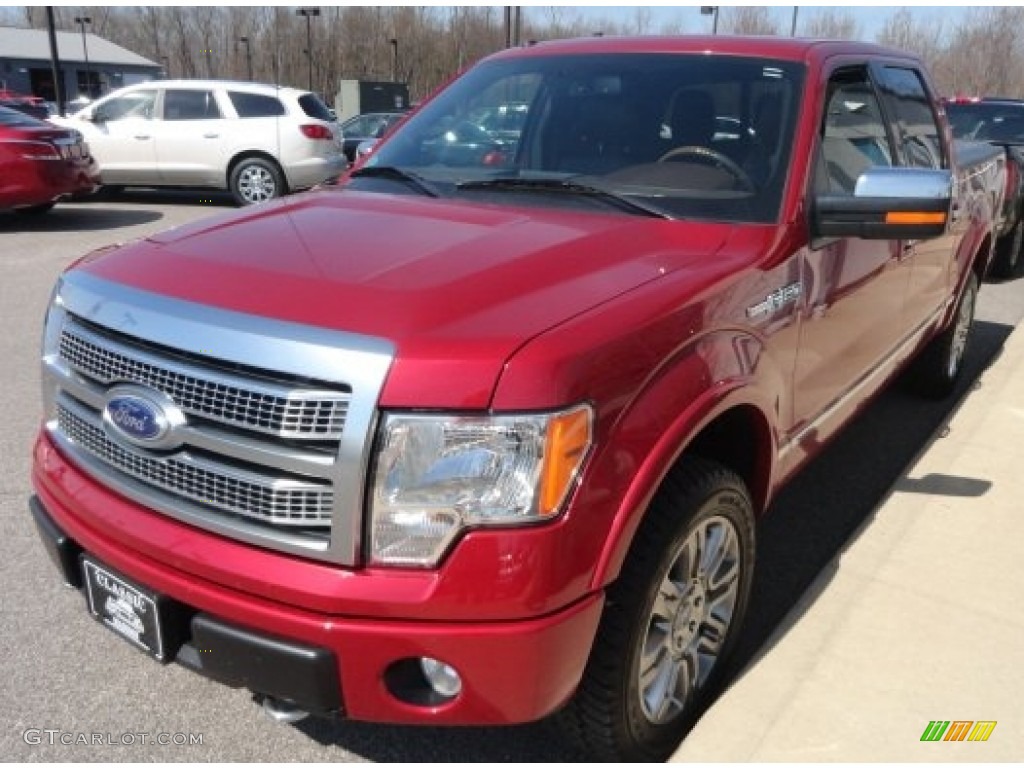 2010 F150 Platinum SuperCrew 4x4 - Red Candy Metallic / Sienna Brown Leather/Black photo #1