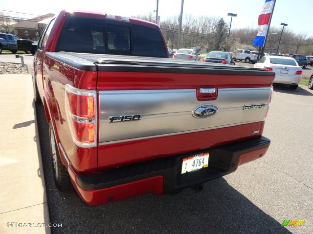 2010 F150 Platinum SuperCrew 4x4 - Red Candy Metallic / Sienna Brown Leather/Black photo #4