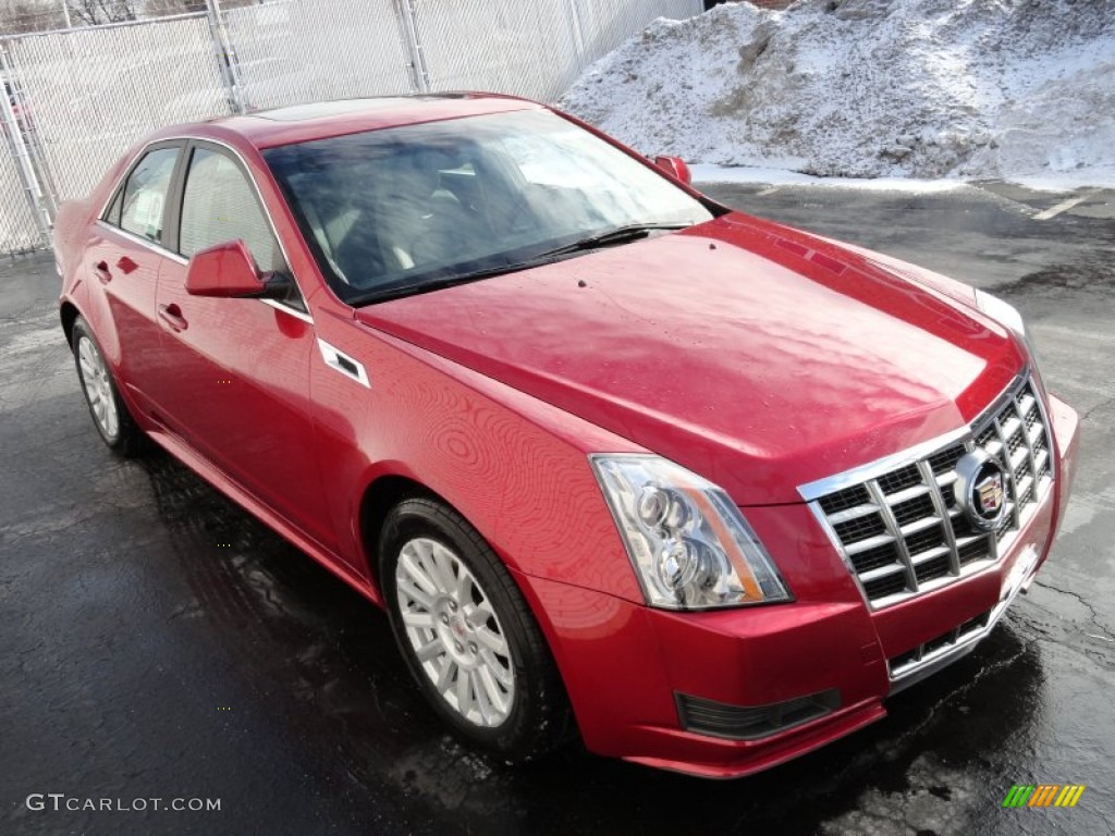 2012 CTS 4 3.0 AWD Sedan - Crystal Red Tintcoat / Light Titanium/Ebony photo #3