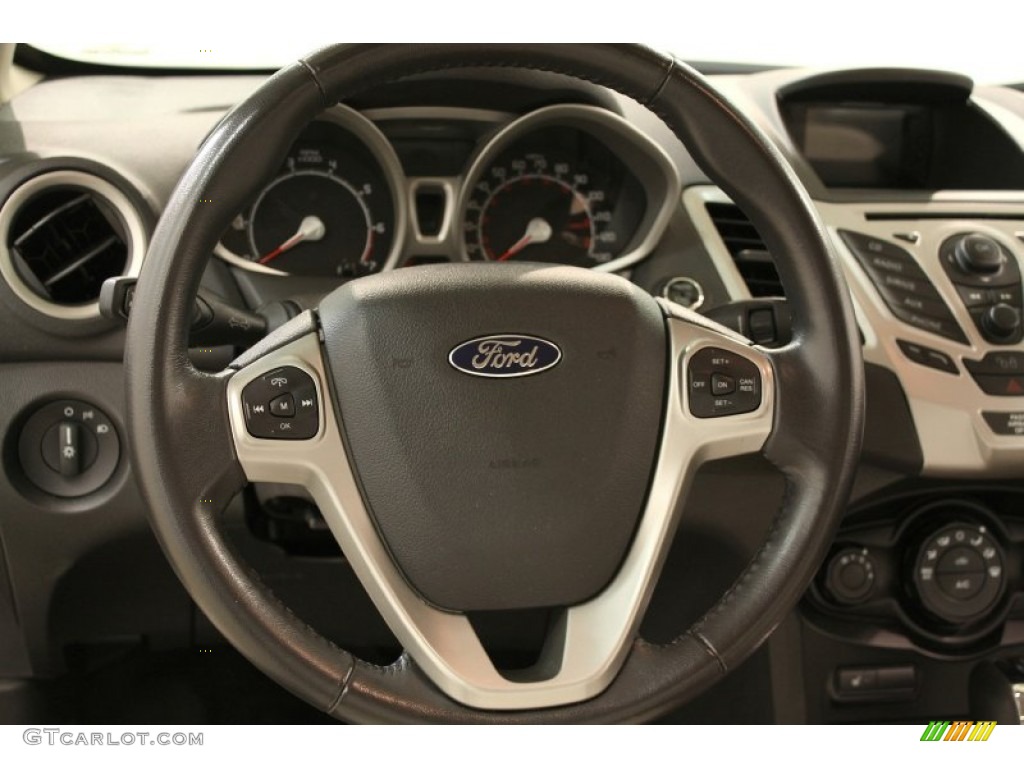 2011 Ford Fiesta SEL Sedan Cashmere/Charcoal Black Leather Steering Wheel Photo #62866709