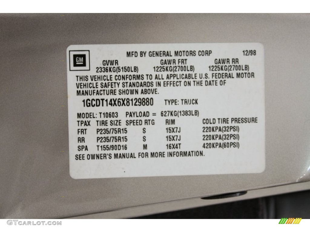 1999 S10 LS Regular Cab 4x4 - Light Pewter Metallic / Graphite photo #15