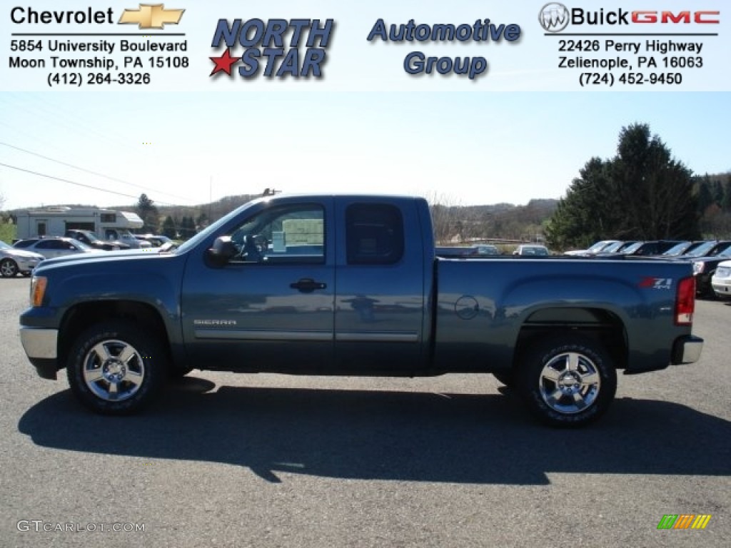 2012 Sierra 1500 SLE Extended Cab 4x4 - Stealth Gray Metallic / Ebony photo #1