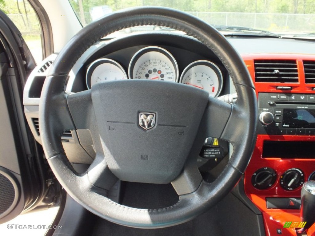 2009 Dodge Caliber SXT Dark Slate Gray/Red Steering Wheel Photo #62868974