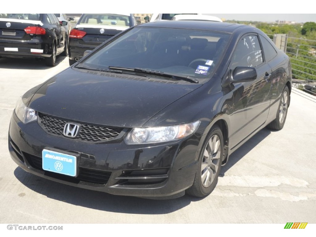2010 Civic EX Coupe - Crystal Black Pearl / Gray photo #3
