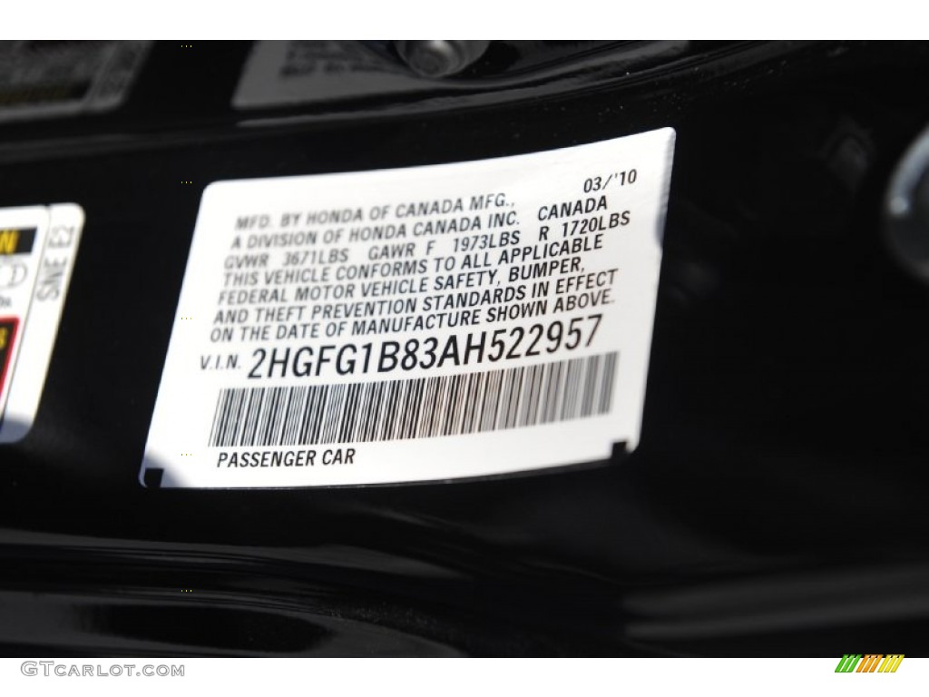 2010 Civic EX Coupe - Crystal Black Pearl / Gray photo #7