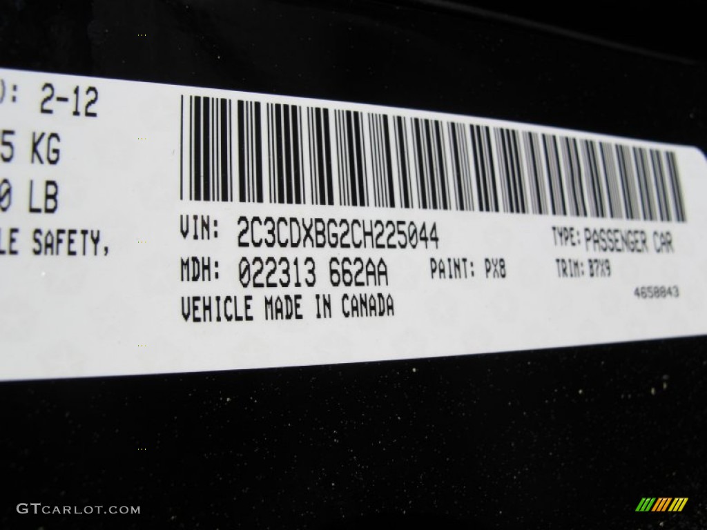2012 Charger Color Code PX8 for Pitch Black Photo #62884295
