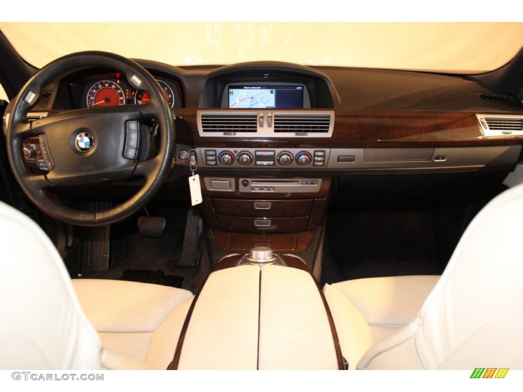 2006 BMW 7 Series 750Li Sedan Black/Cream Beige Dashboard Photo #62884676