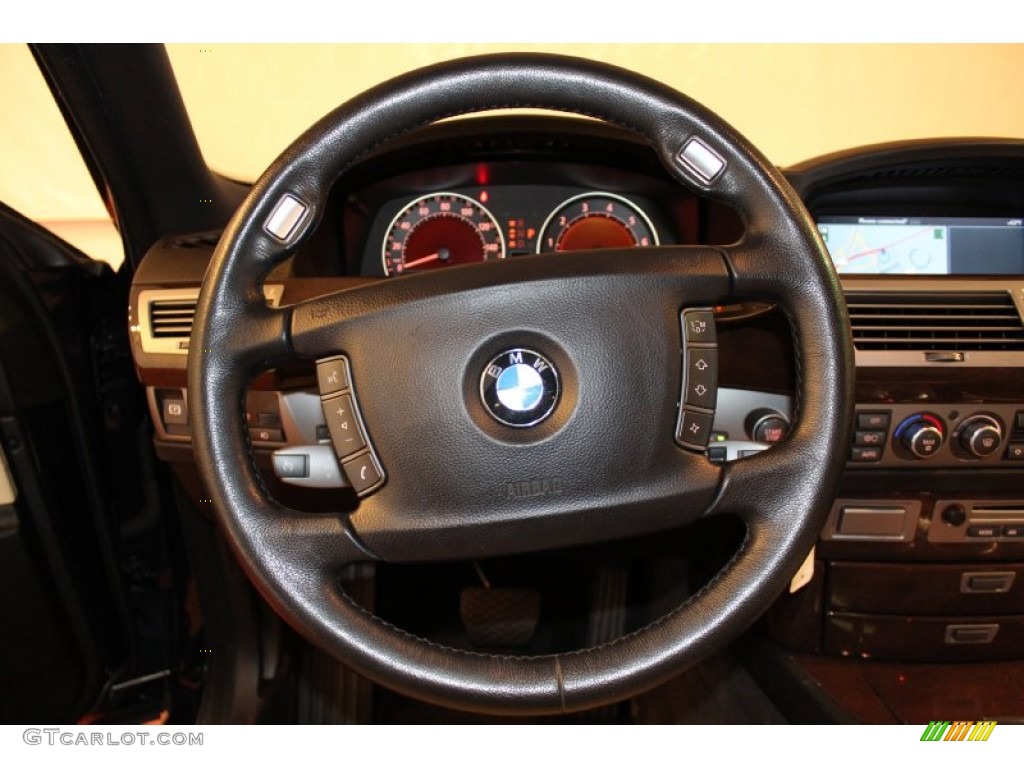 2006 BMW 7 Series 750Li Sedan Black/Cream Beige Steering Wheel Photo #62884703