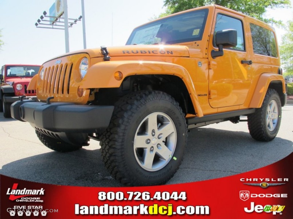 2012 Wrangler Rubicon 4X4 - Dozer Yellow / Black photo #1