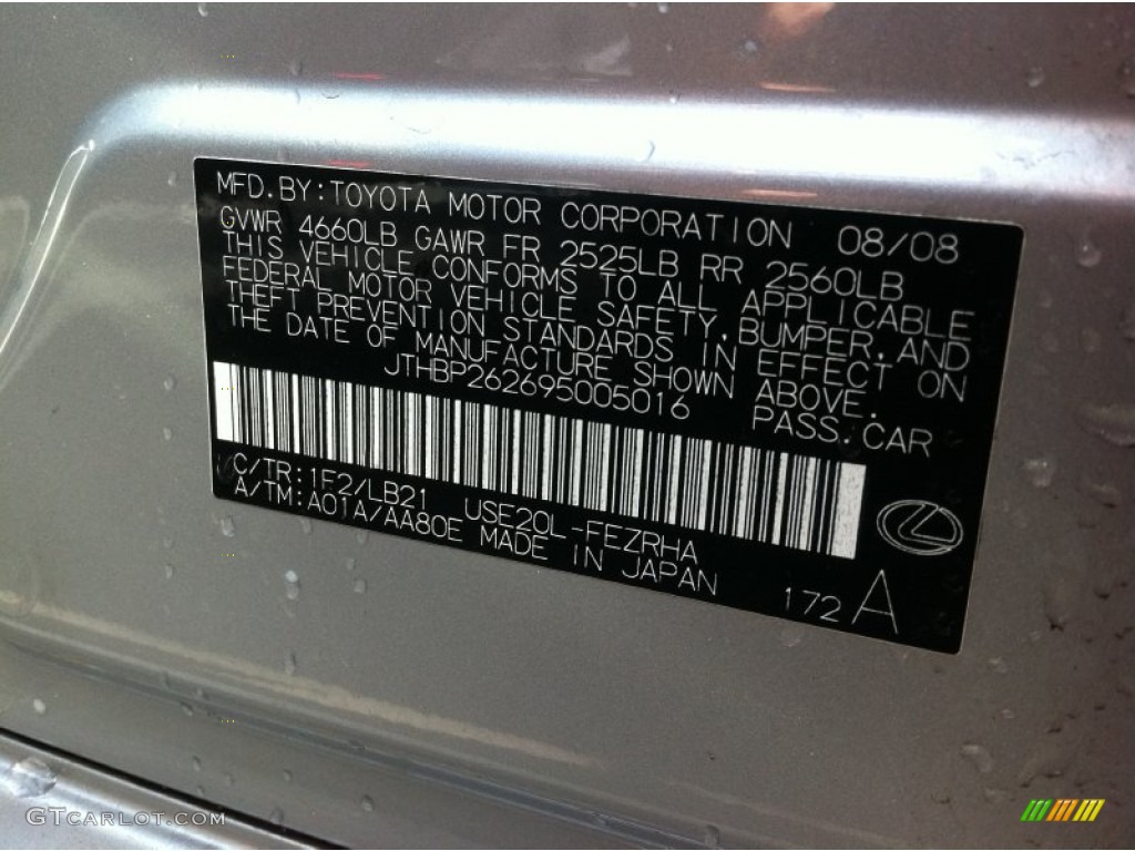 2009 IS Color Code 1F2 for Mercury Metallic Photo #62891195