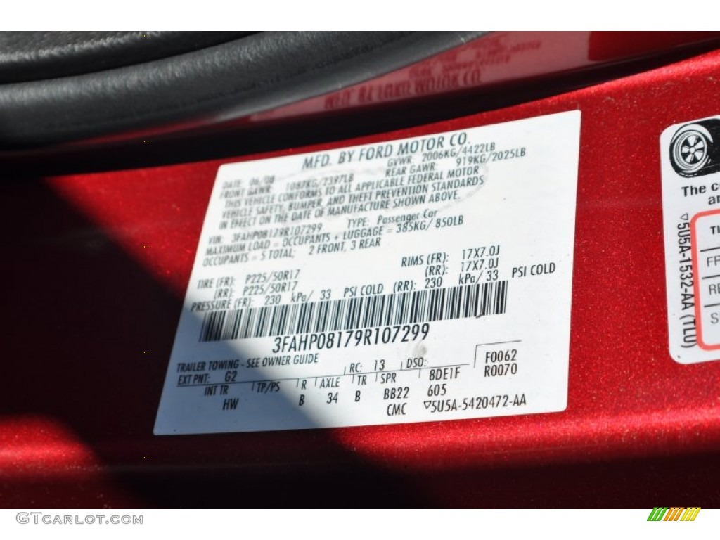 2009 Fusion Color Code G2 for Redfire Metallic Photo #62891936