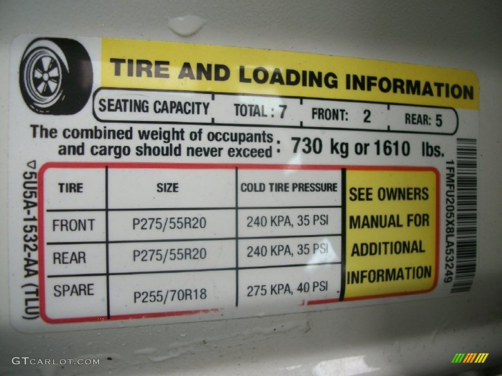 2008 Ford Expedition Limited 4x4 Info Tag Photo #62895162