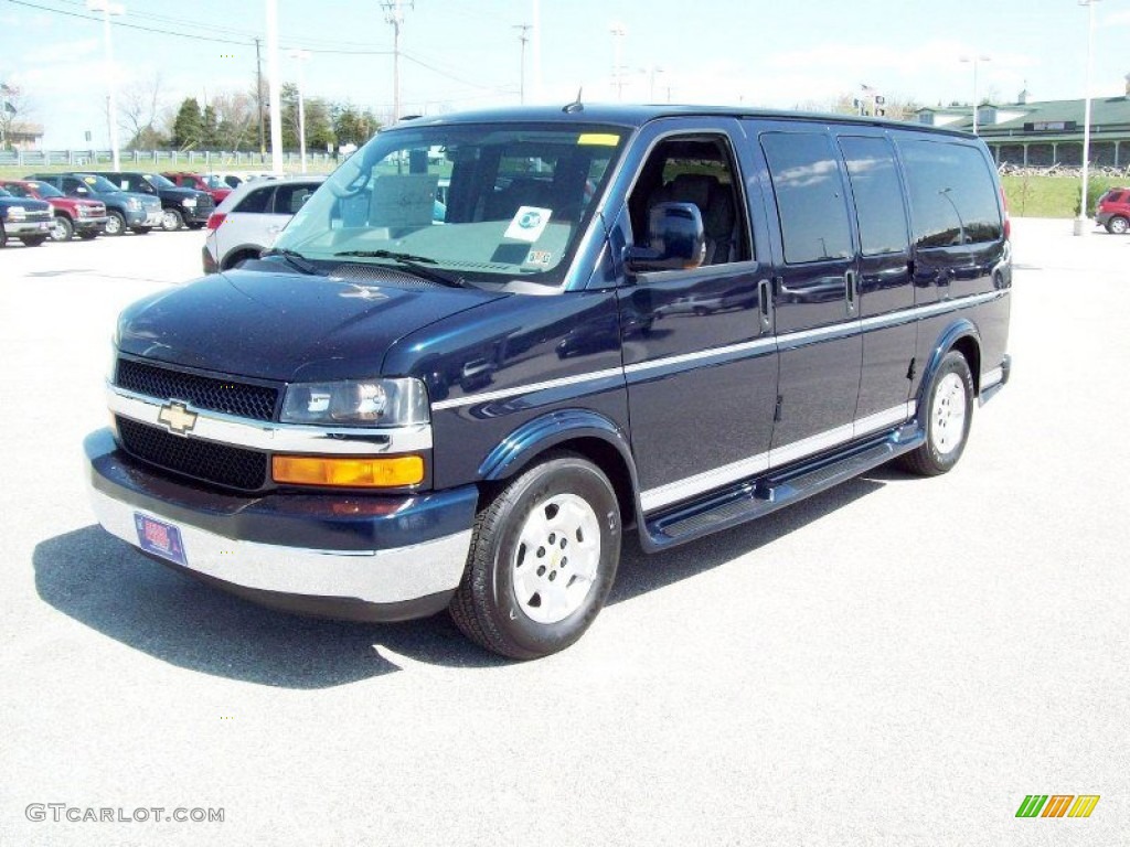 Dark Blue Metallic 2011 Chevrolet Express 1500 Passenger Conversion Van Exterior Photo #62895324
