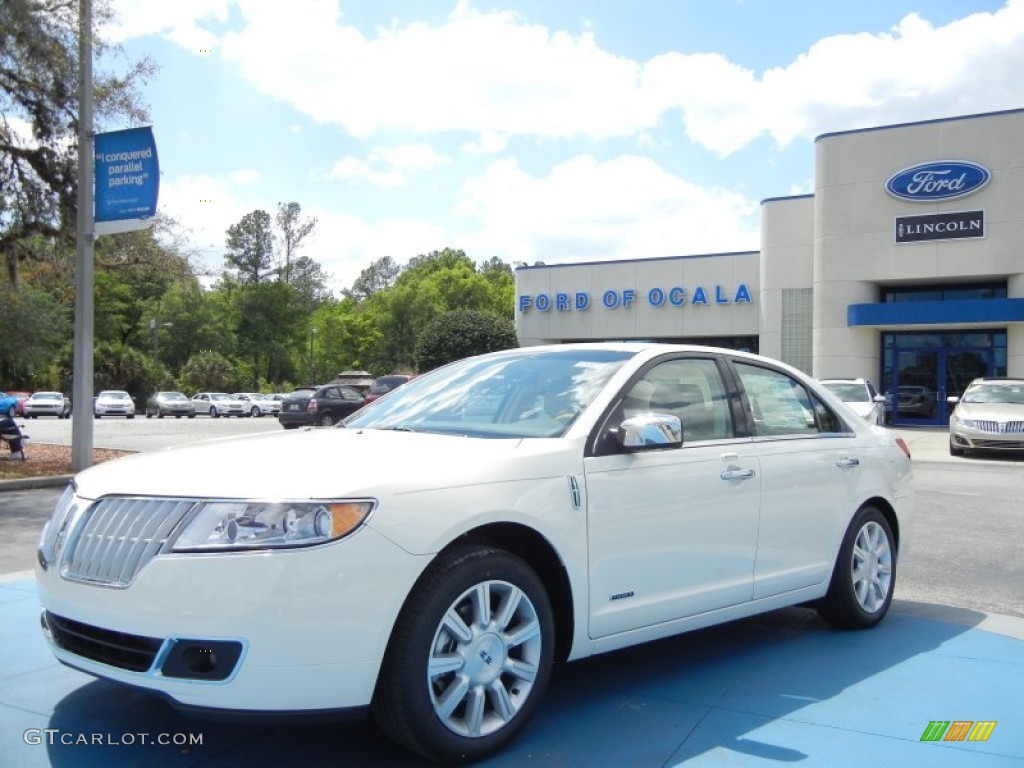 2012 MKZ Hybrid - White Platinum Metallic Tri-Coat / Light Camel photo #1