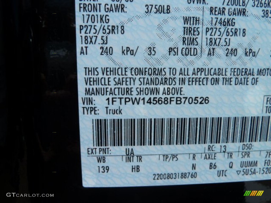 2008 F150 Color Code UA for Black Photo #62898463