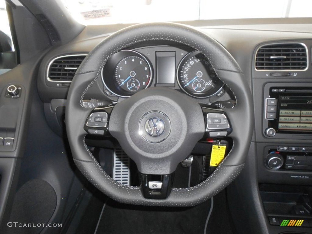 2012 Volkswagen Golf R 2 Door 4Motion R Titan Black Leather Steering Wheel Photo #62899720