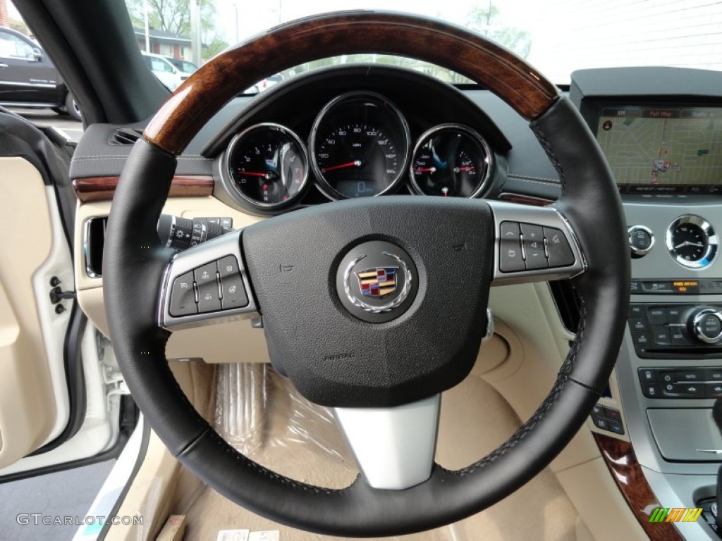 2012 Cadillac CTS 4 AWD Coupe Cashmere/Cocoa Steering Wheel Photo #62899951