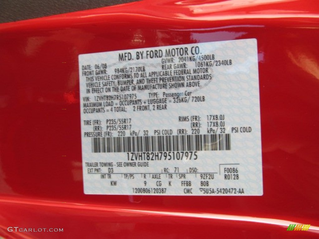 2009 Ford Mustang Saleen S281 Supercharged Coupe Color Code Photos