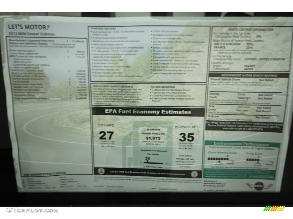 2012 Cooper Clubman - British Racing Green II Metallic / Carbon Black photo #23