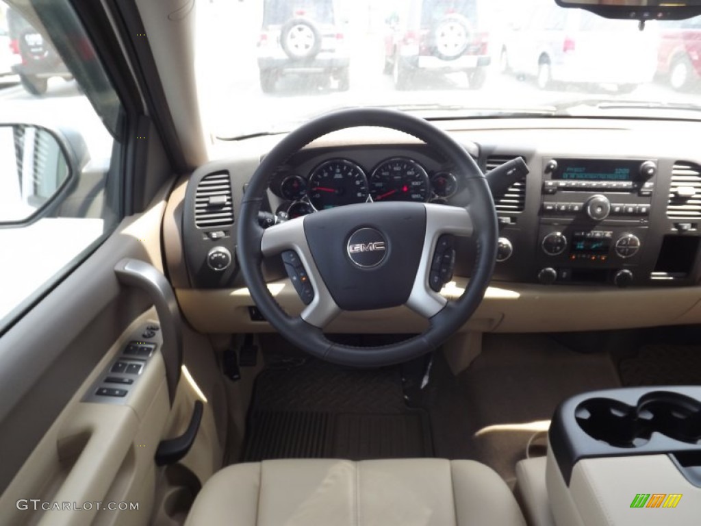 2012 Sierra 1500 SLE Crew Cab 4x4 - Summit White / Very Dark Cashmere/Light Cashmere photo #9