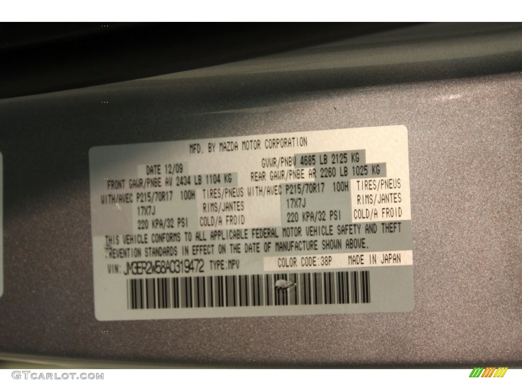 2010 CX-7 Color Code 38P for Liquid Silver Metallic Photo #62911106