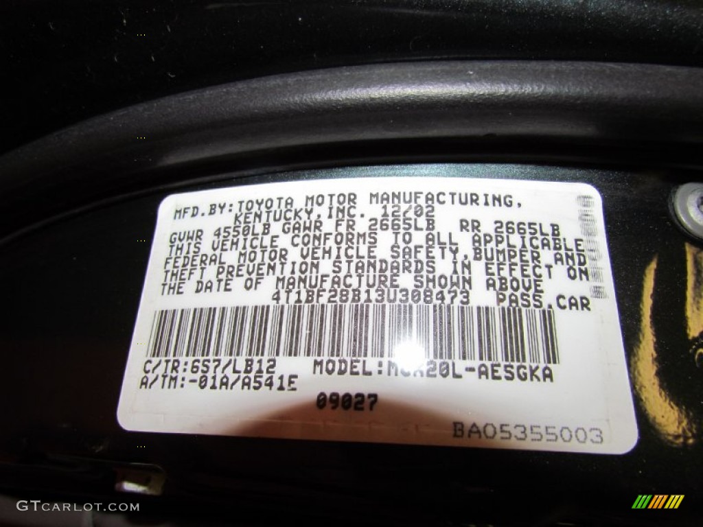 2003 Avalon Color Code 6S7 for Aspen Green Pearl Photo #62921122