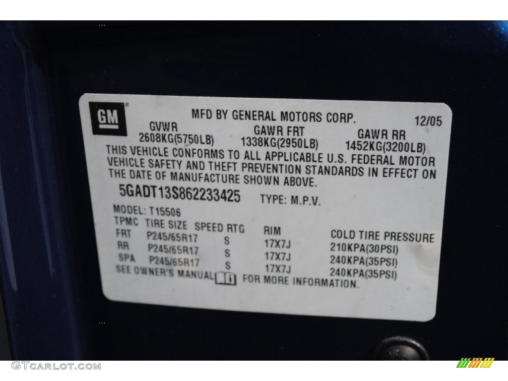 2006 Rainier CXL AWD - Deep Sapphire Blue Metallic / Cashmere photo #18