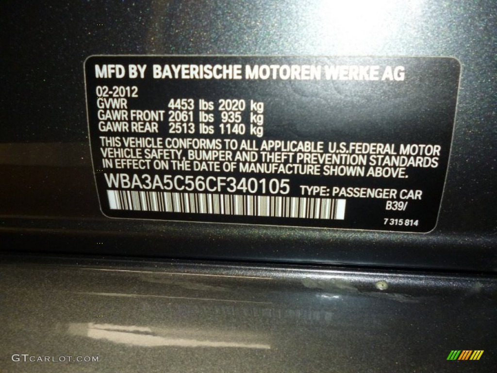 2012 3 Series 328i Sedan - Mineral Grey Metallic / Black photo #14