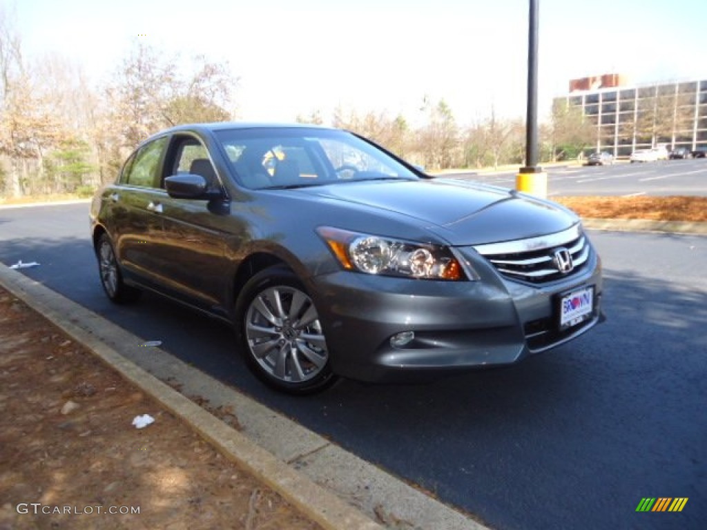 2012 Accord EX-L V6 Sedan - Polished Metal Metallic / Ivory photo #1