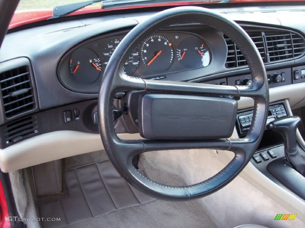 1987 Porsche 944 Standard 944 Model Beige Steering Wheel Photo #62936199