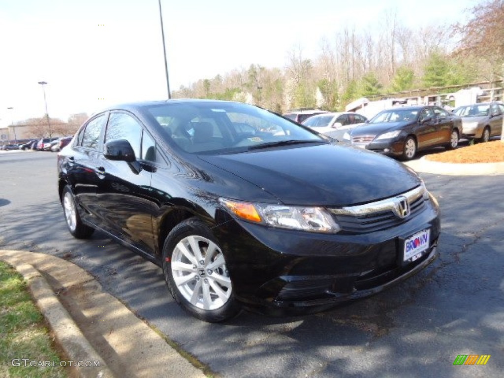 2012 Civic EX Sedan - Crystal Black Pearl / Gray photo #1